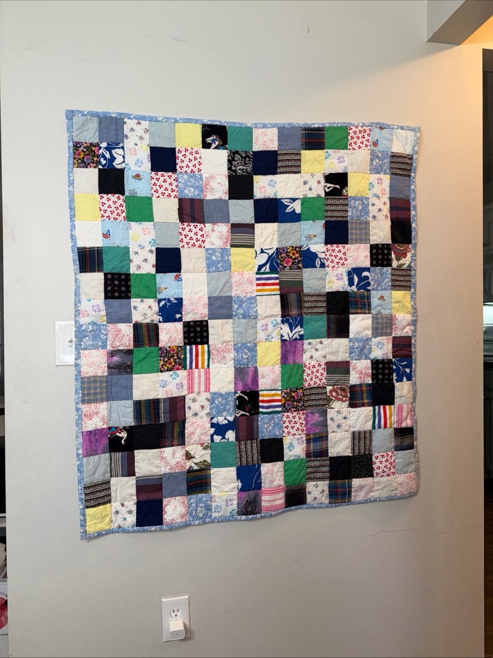 Patchwork Quilted Throw - Multicolor Square Design 40x46